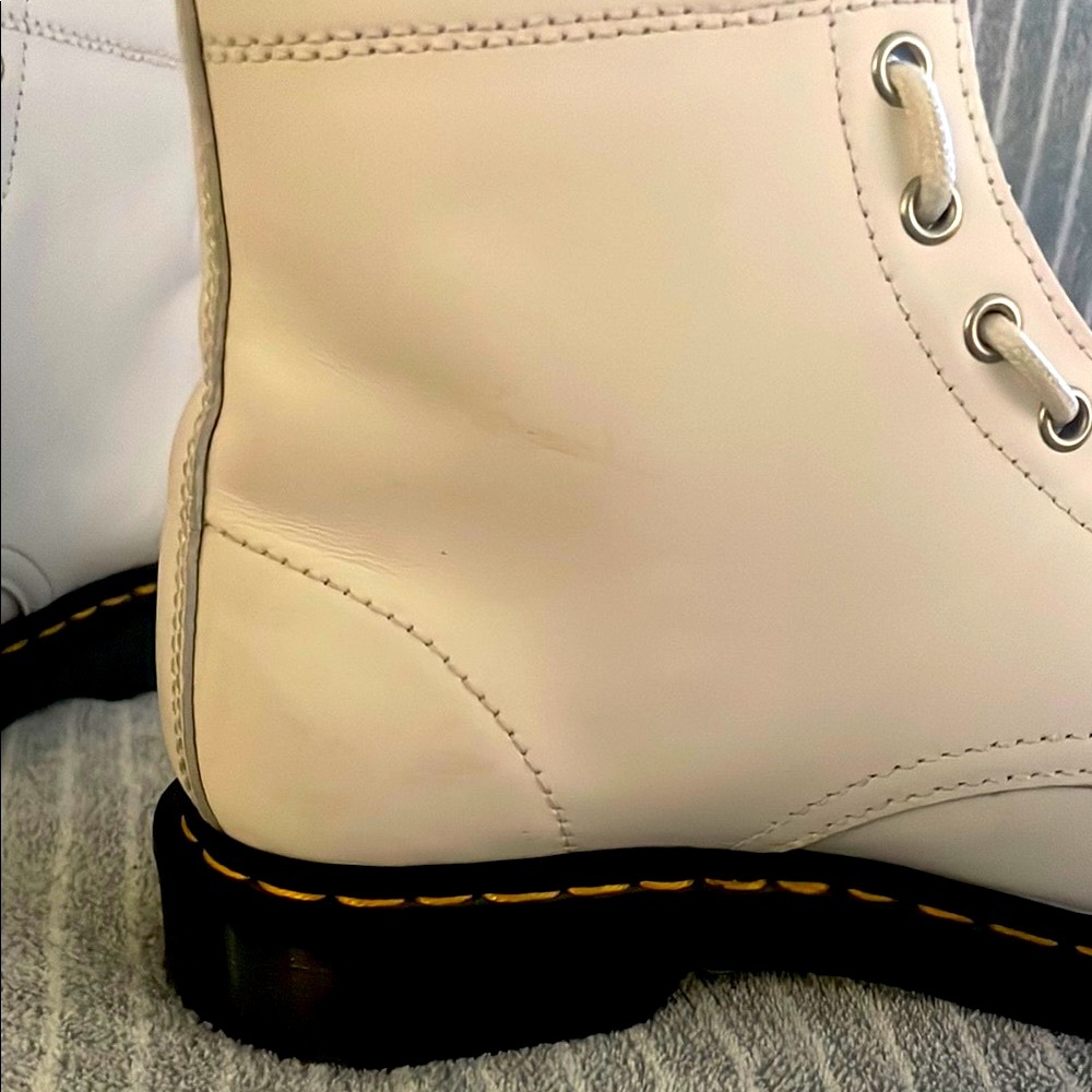 Dr. Martens White Leather Moto Boots - Picture 5 of 9